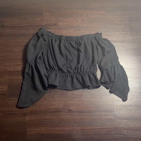 *SOLD* Express Off the shoulder black top - Picture 3 of 5